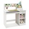 White Children Writing Table with Keyboard Tray and Hutch Drawer Shelves Ideal for Kids